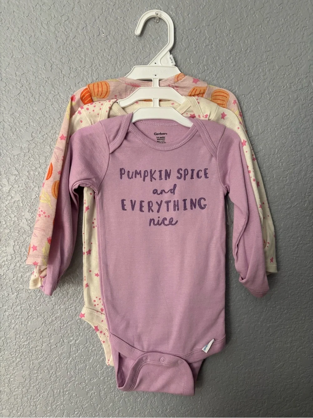 Gerber Mauve Pumpkin Spice Long-Sleeve One-Piece Bodysuit Set